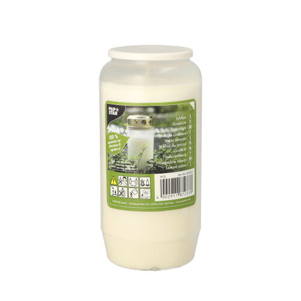 Papstar Öl-Licht T6, 100 % Pflanzenfett Ø 7 cm · 14 cm weiss transparente Hülle