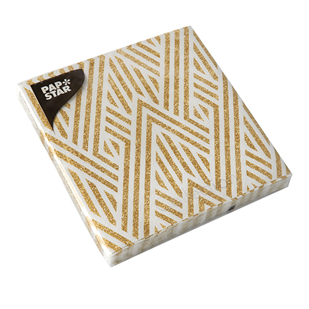 Papstar Servietten, 3-lagig 1/4-Falz 33 cm x 33 cm gold "New Year"