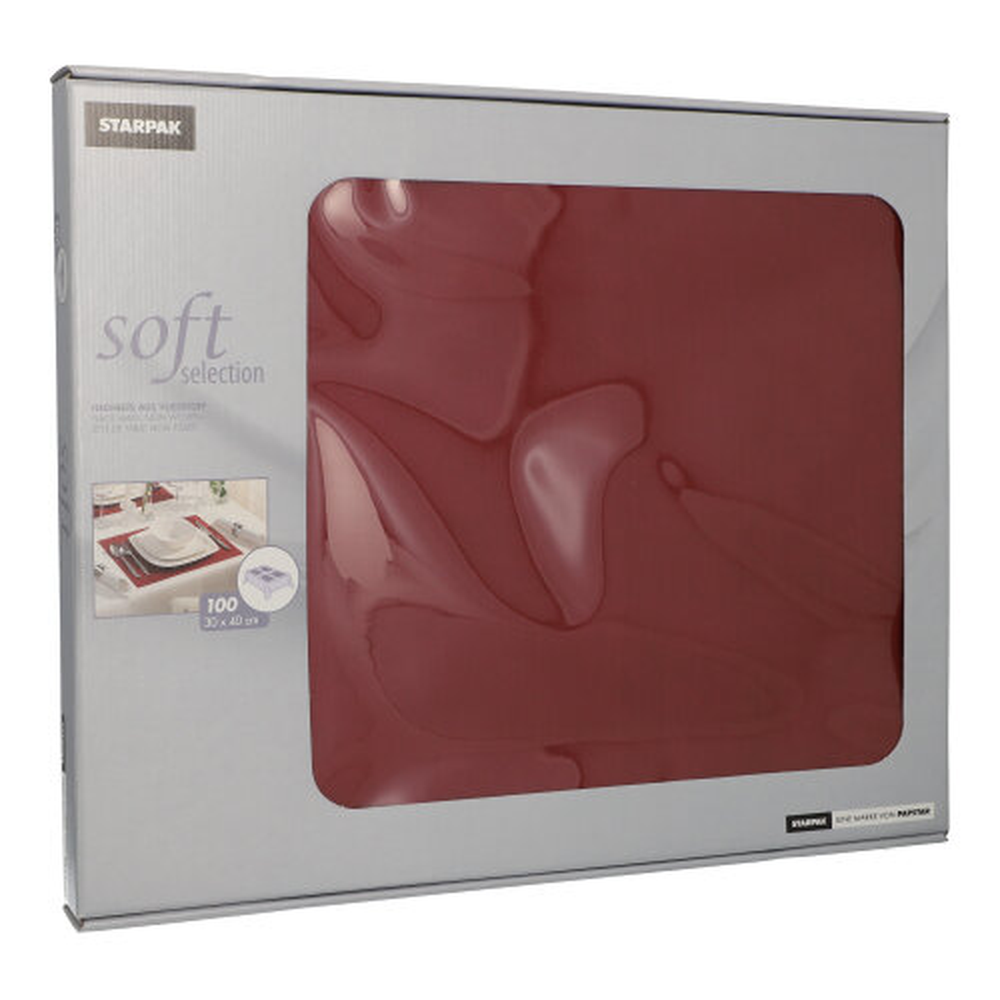 Papstar Tischsets, stoffähnlich, Vlies "soft selection" 30 cm x 40 cm bordeaux