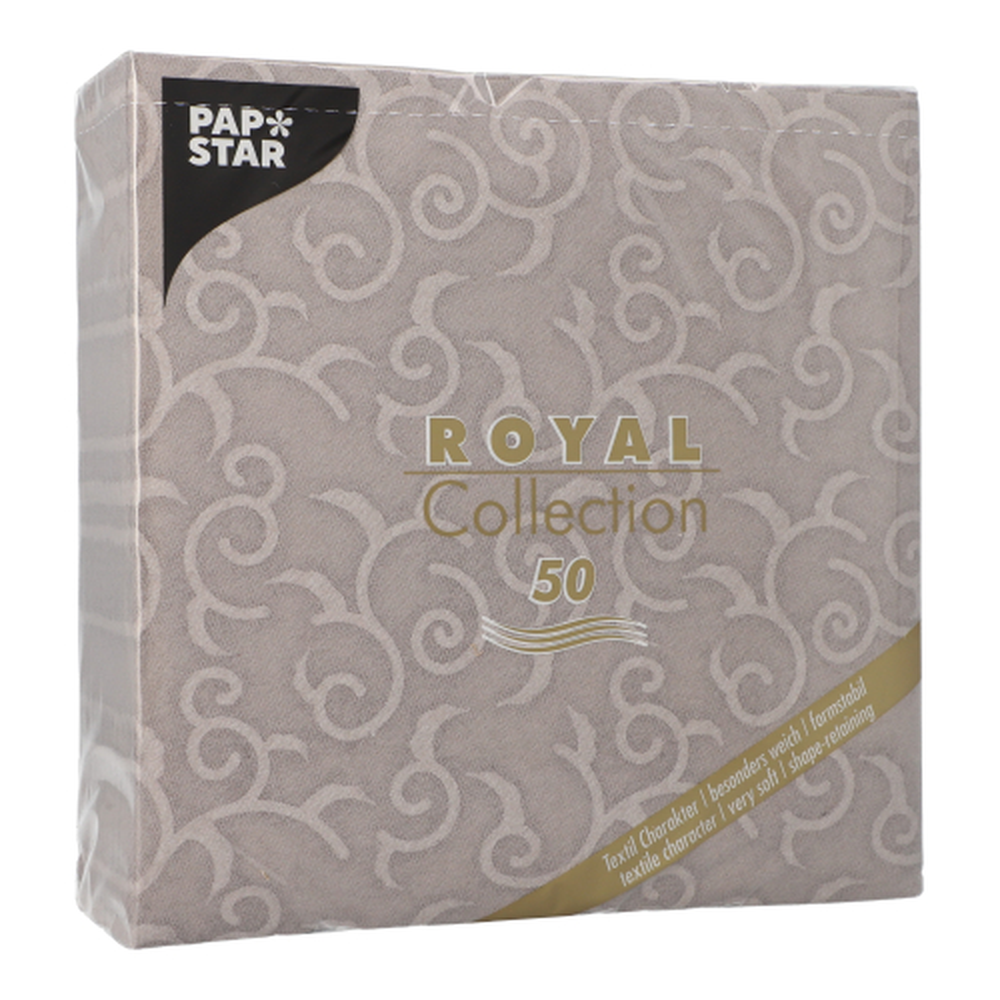 Papstar Servietten "ROYAL Collection" 1/4-Falz 40 cm x 40 cm grau "Casali"
