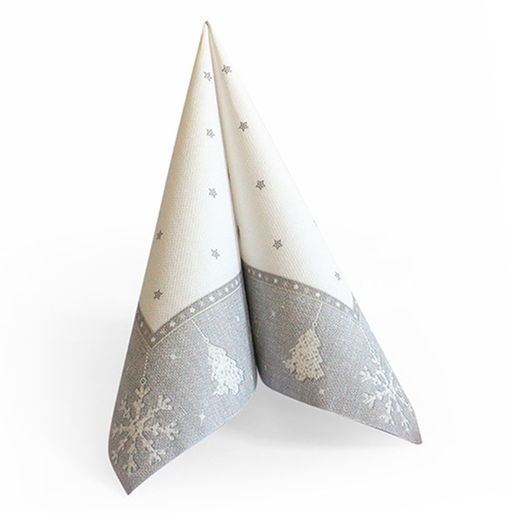 Papstar Servietten "ROYAL Collection" 1/4-Falz 40 cm x 40 cm silber "X-Mas"