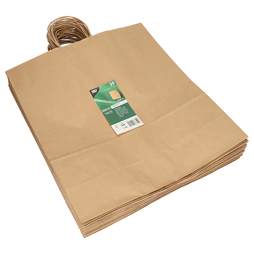 PAPSTAR Tragetaschen, Papier 41 cm x 35 cm x 14 cm braun mit gedrehtem Trageg
