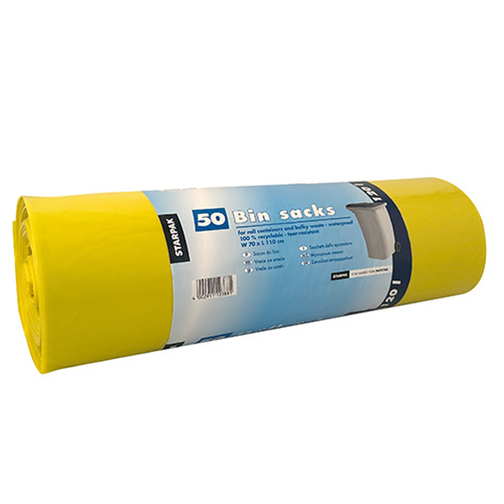 Papstar Müllsäcke, LDPE 120 l 110 cm x 70 cm gelb
