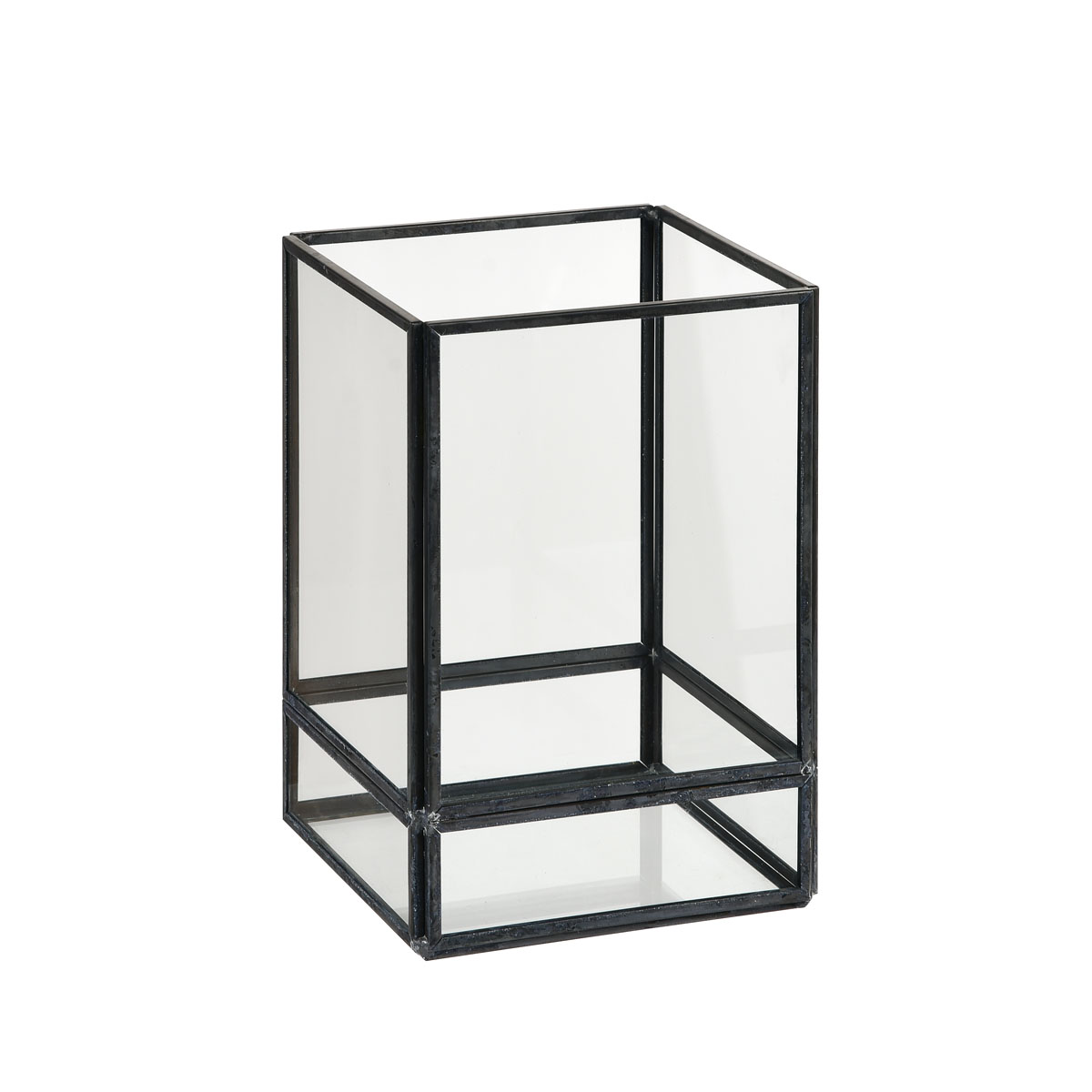 Duni Kerzenhalter für Stumpenkerzen Capella 100 x 100 x 150 mm schwarz Glas