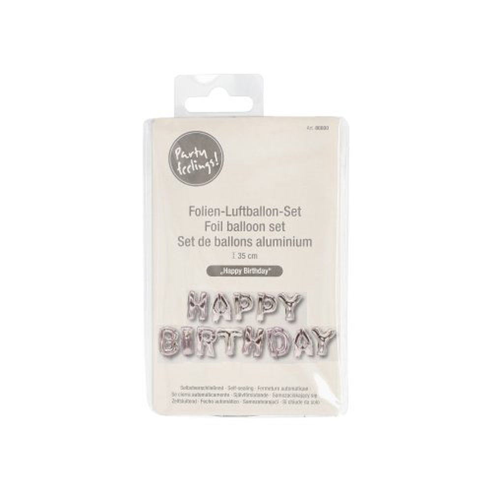 Papstar Folienluftballon-Set silber "Happy Birthday"
