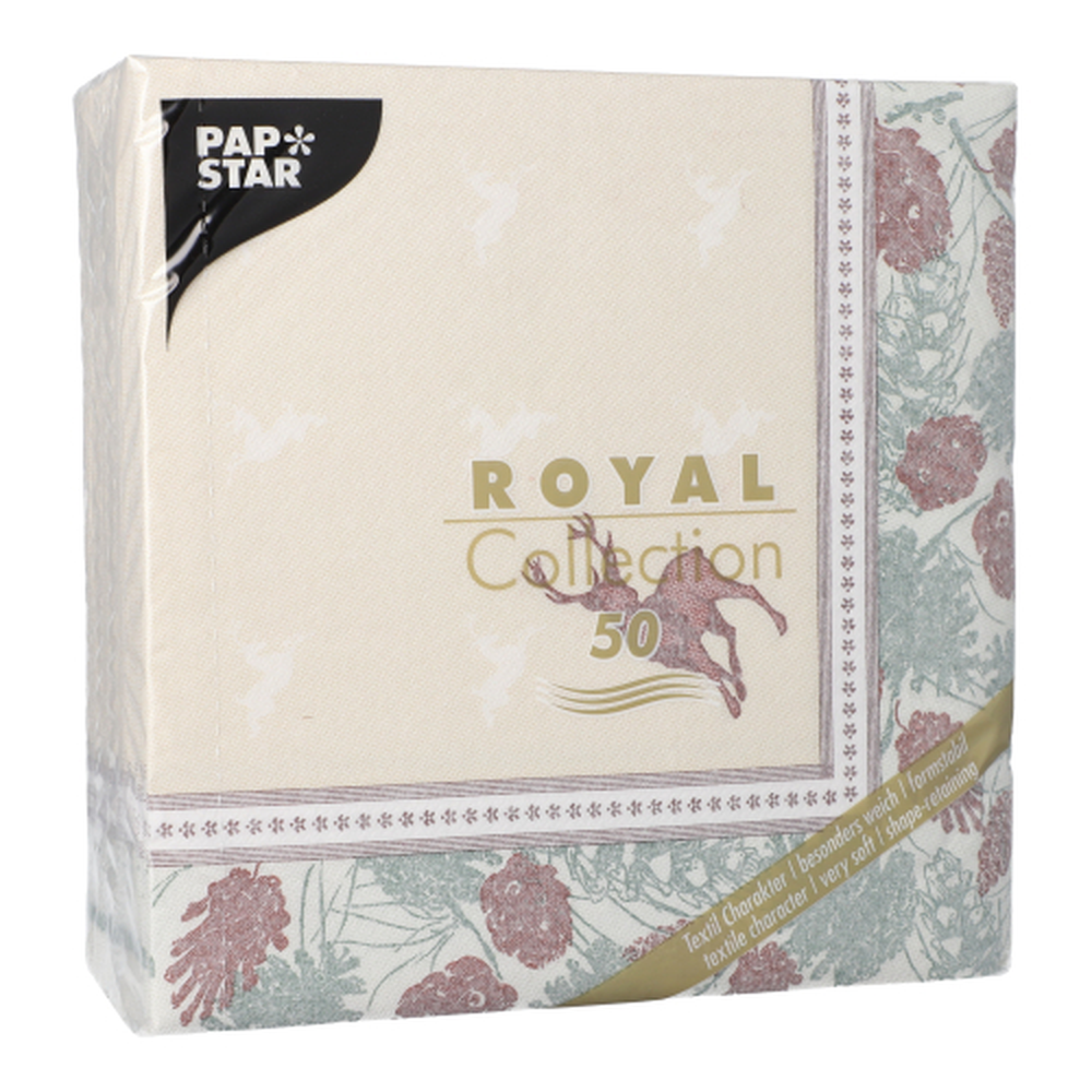 Papstar Servietten "ROYAL Collection" 1/4-Falz 40 cm x 40 cm "Majestic Deer"