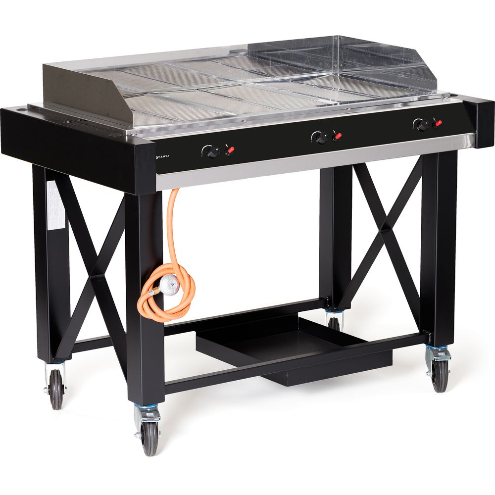 Grill, Grillstation, Gasgrill, Stahlkonstruktion, Rollgestell