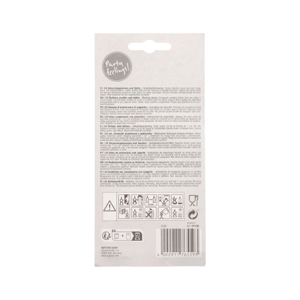 Papstar Geburtstagskerzen mit Halter 6 cm farbig sortiert pastell