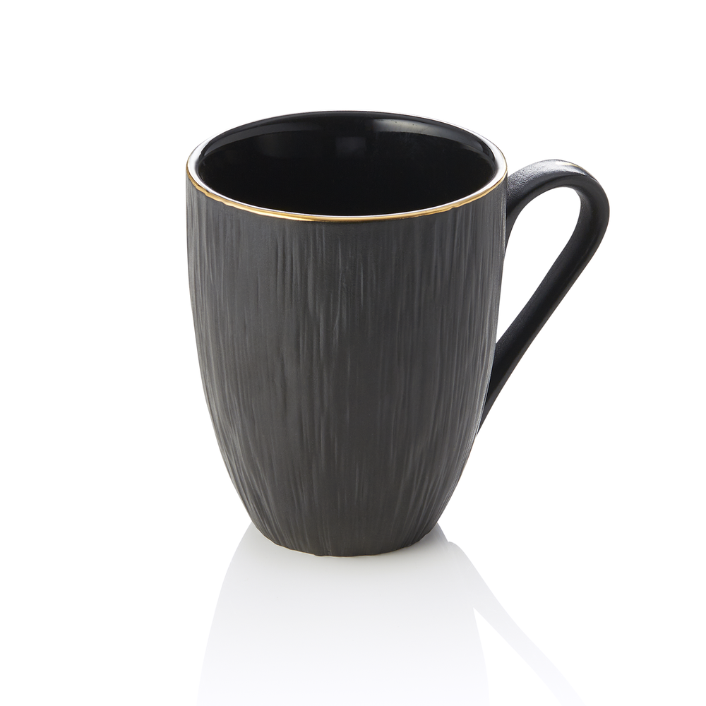 WAS Becher Set MAYA KURO, Ø 8,5 cm, 330 ml, schwarz, Set á 4 Stück, Porzellan