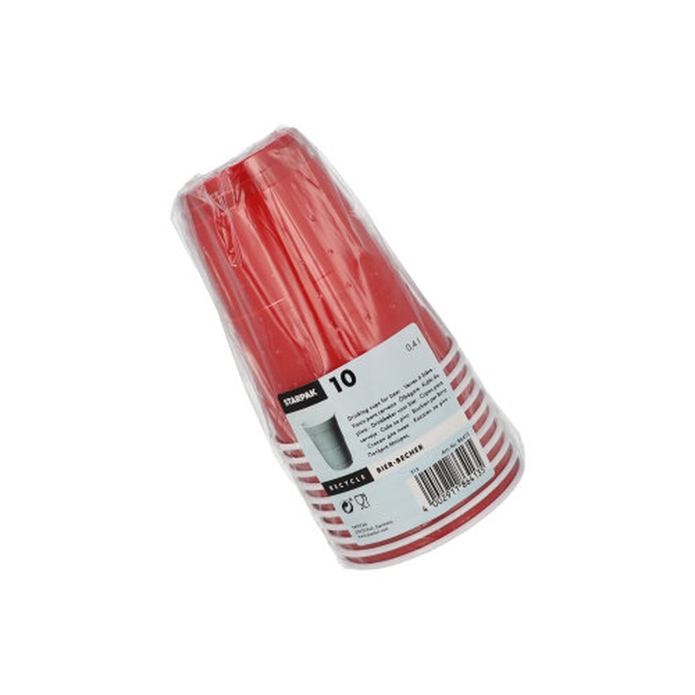 Papstar Bierbecher, PS 0,4 l Ø 9,5 cm · 12 cm rot/weiss