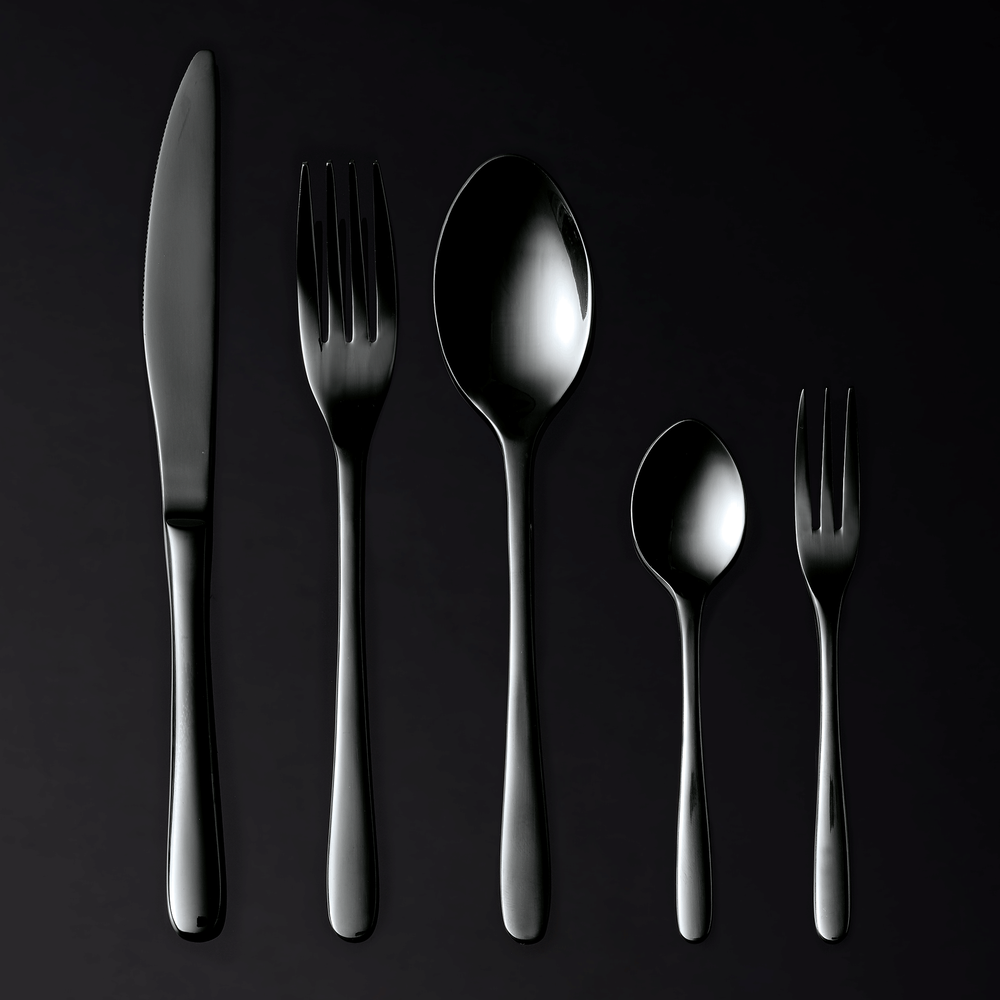 WAS Kaffeelöffel Liselle-Elegance, Chromstahl mit schwarz glänzender PVD Beschic