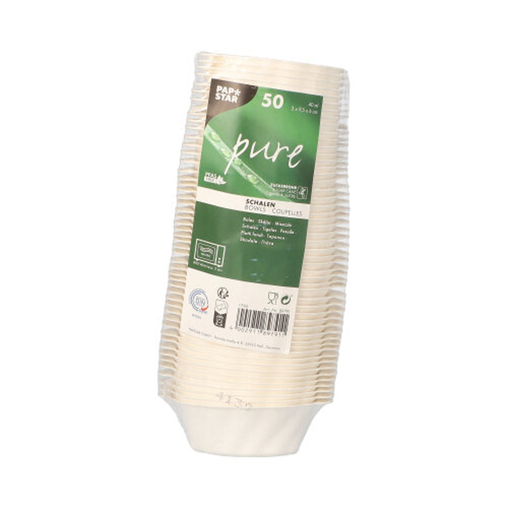 PAPSTAR Fingerfood - Schalen Zuckerrohr pure 40 ml 3 cm x 9,5 cm x 6 cm wei