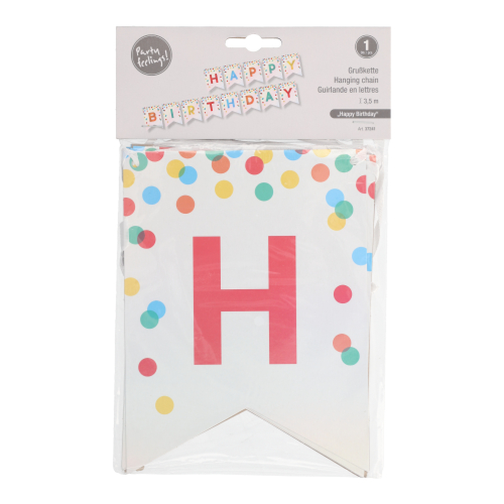 Papstar Grußkette 3,5 m x 20 cm "Happy Birthday"