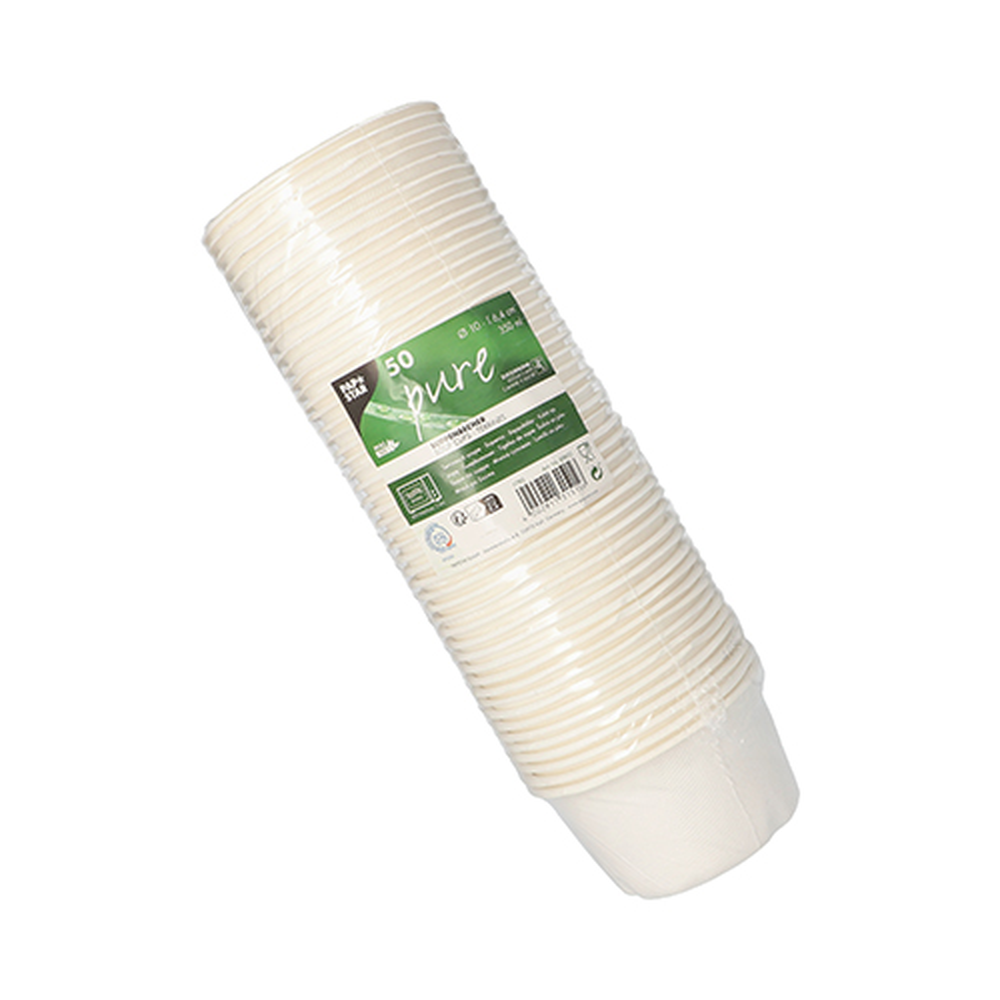 Papstar Suppenbecher, Zuckerrohr "pure" 350 ml Ø 10 cm · 6,4 cm weiss