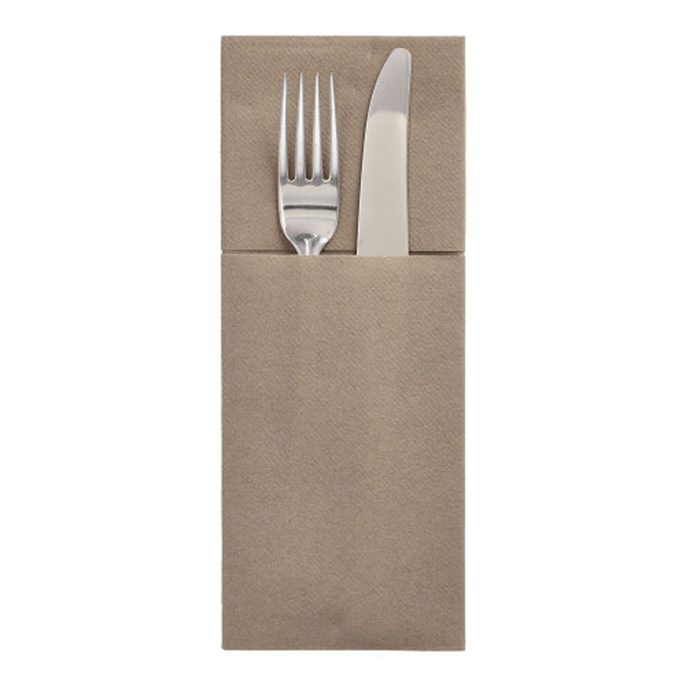 Papstar Bestecktaschen, Airlaid 40 cm x 48 cm taupe "Premium" mit Besteckfalz