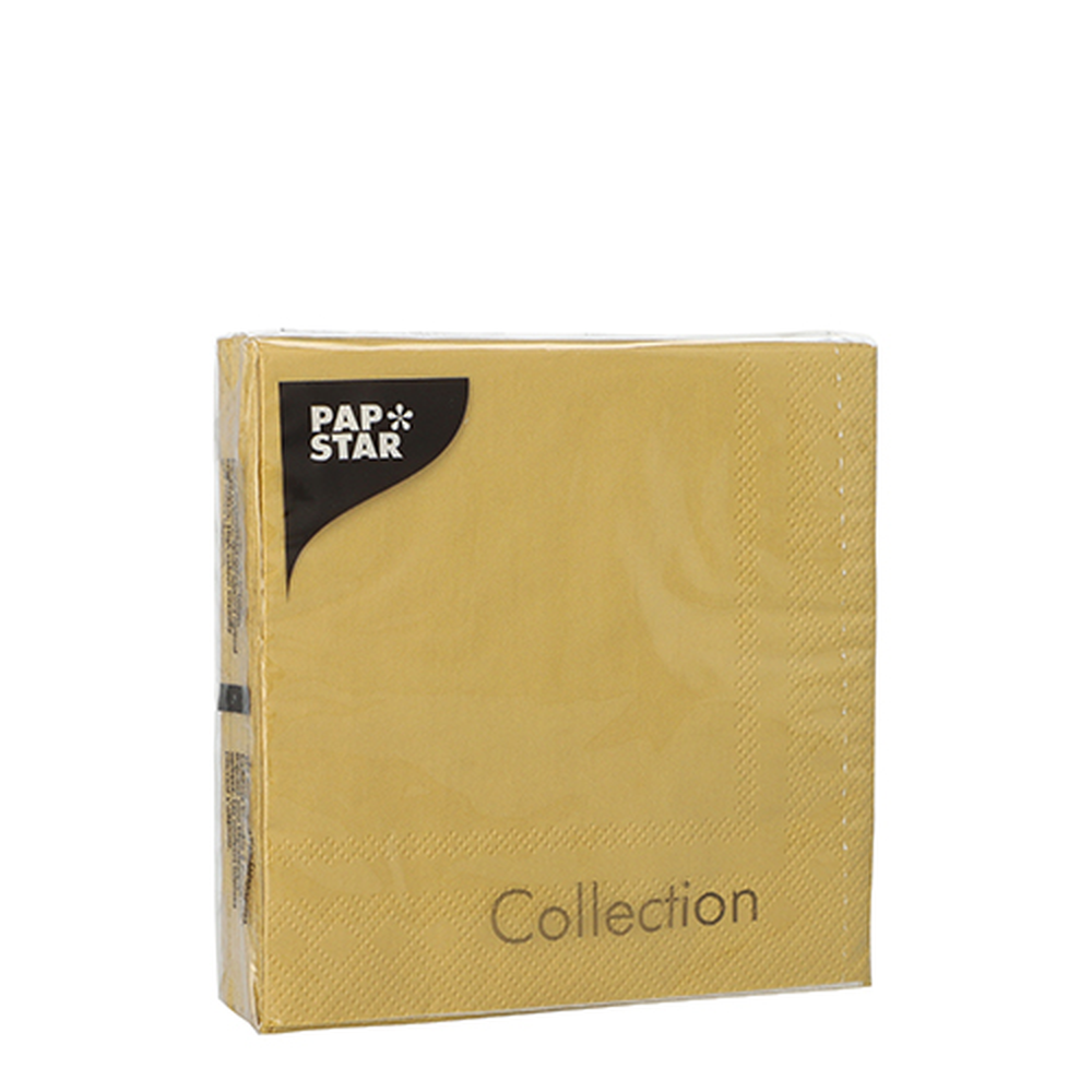 Papstar Servietten, 3-lagig 1/4-Falz 25 cm x 25 cm gold