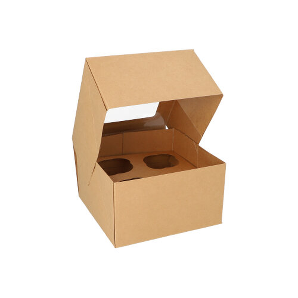 Papstar Cupcake-Kartons eckig 10 cm x 17,5 cm x 17,5 cm mit Sichtfenster aus PLA