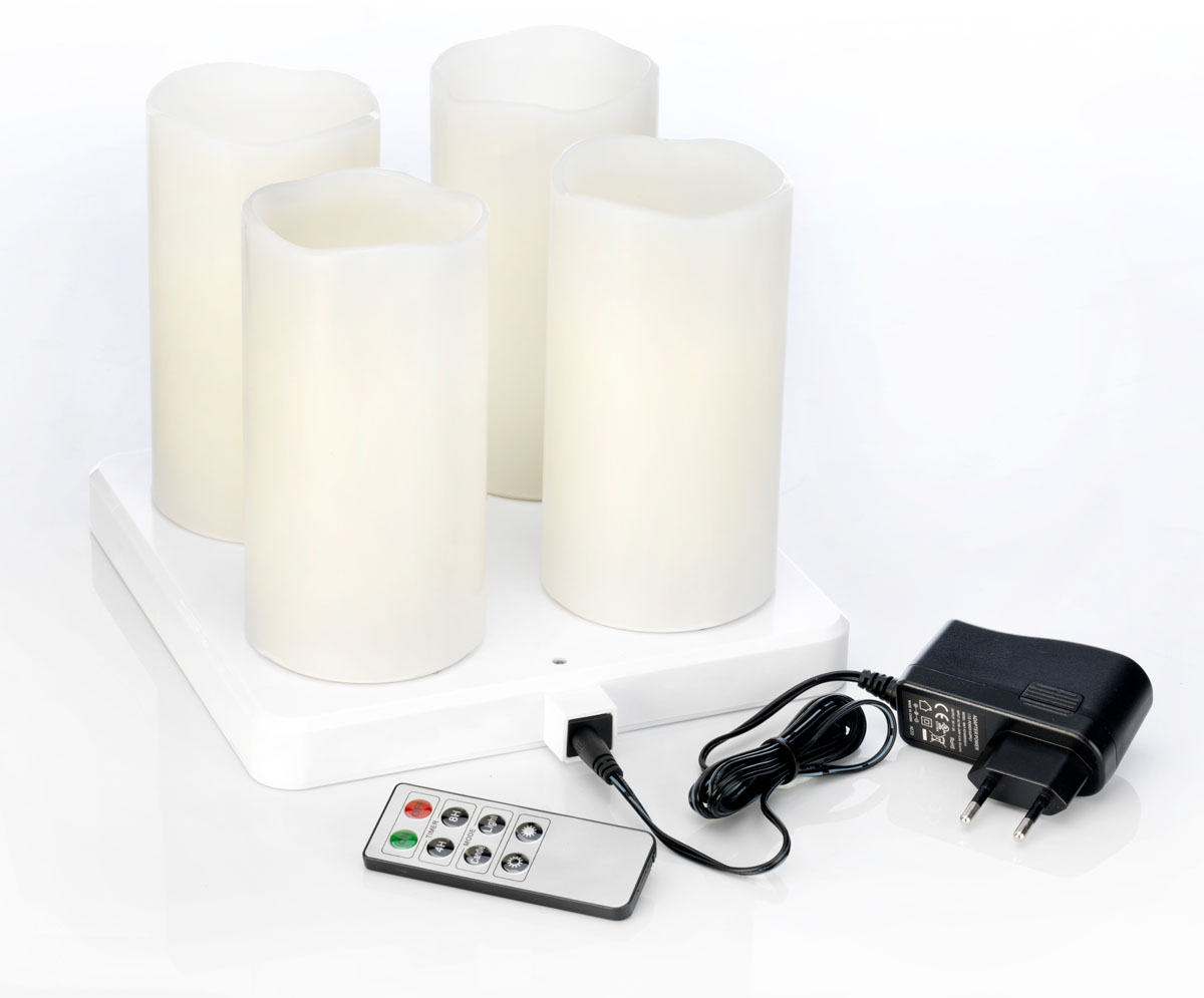 Duni LED-Stumpenkerzen-Set, 4er, 12h 220 x 75 mm