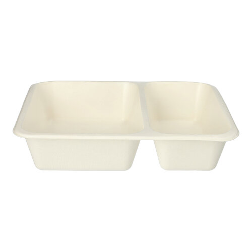 PAPSTAR Siegelschalen Zuckerrohr, PLA beschichtet 2-geteilt 1200 ml 4,9 cm x