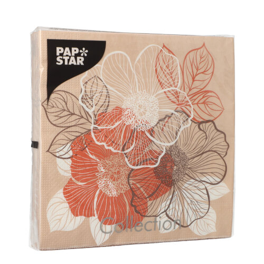 Papstar Servietten, 3-lagig 1/4-Falz 33 cm x 33 cm "Bouquet"