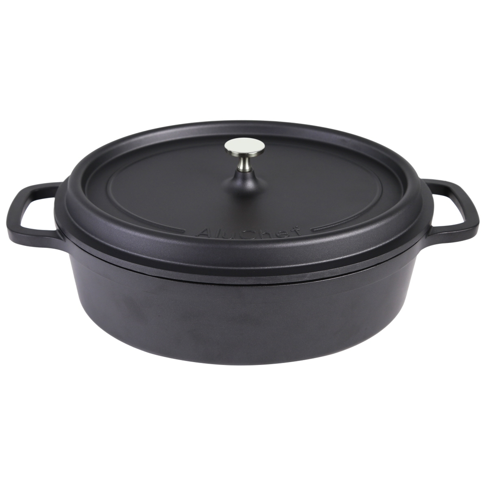 Contacto AluChef® Cocotte, oval 35 cm x 29 cm / schwarz Größe: 35 cm x 29 cm, Hö