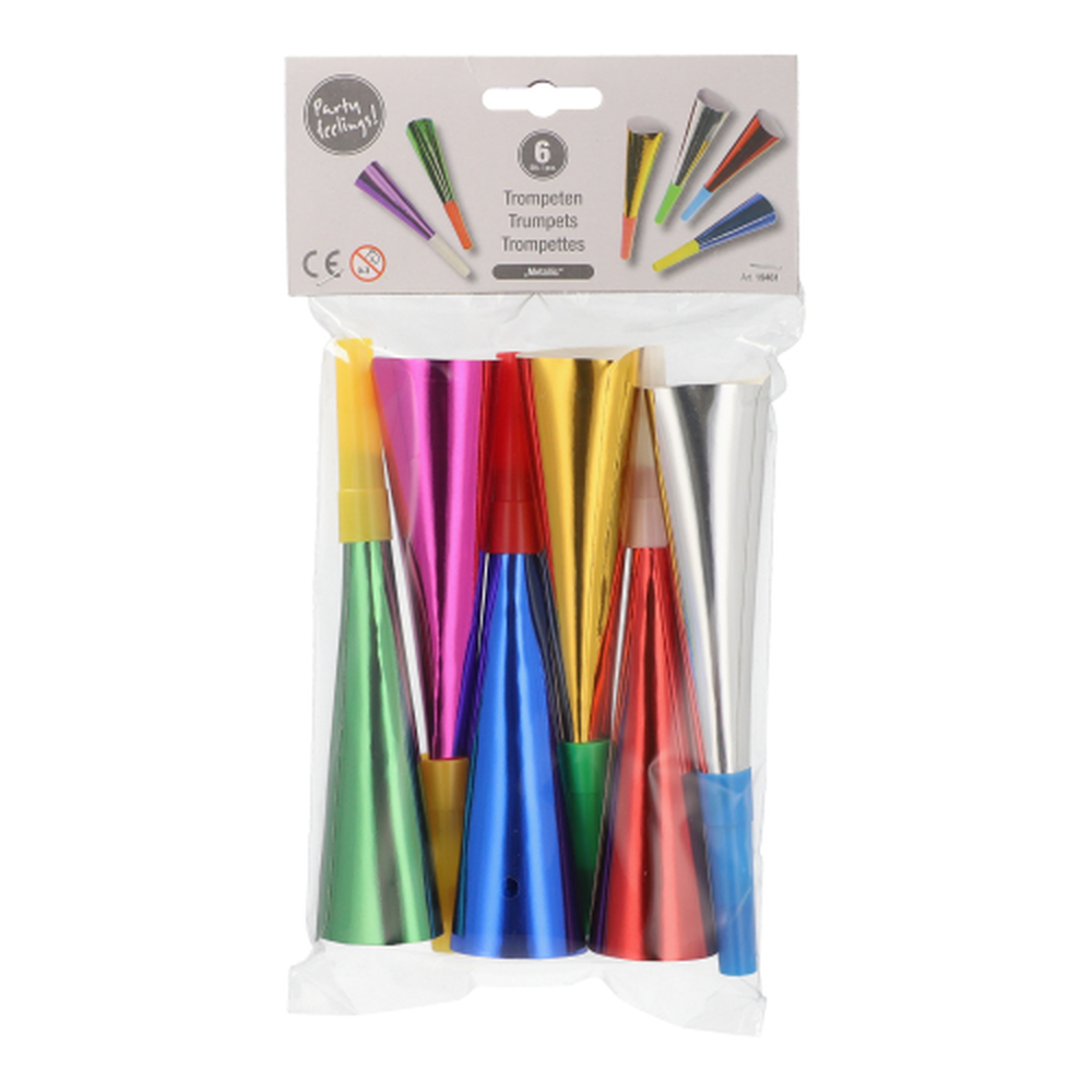 Papstar Trompeten 18 cm farbig sortiert "Metallic"