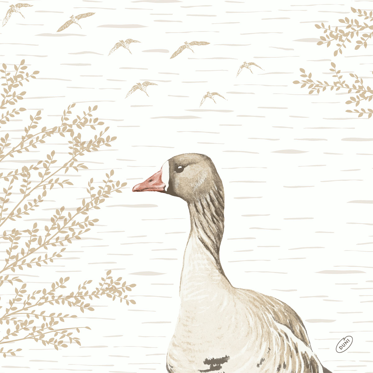 Duni Dunisoft 40x40 cm Wood & Goose 1/4 Falz