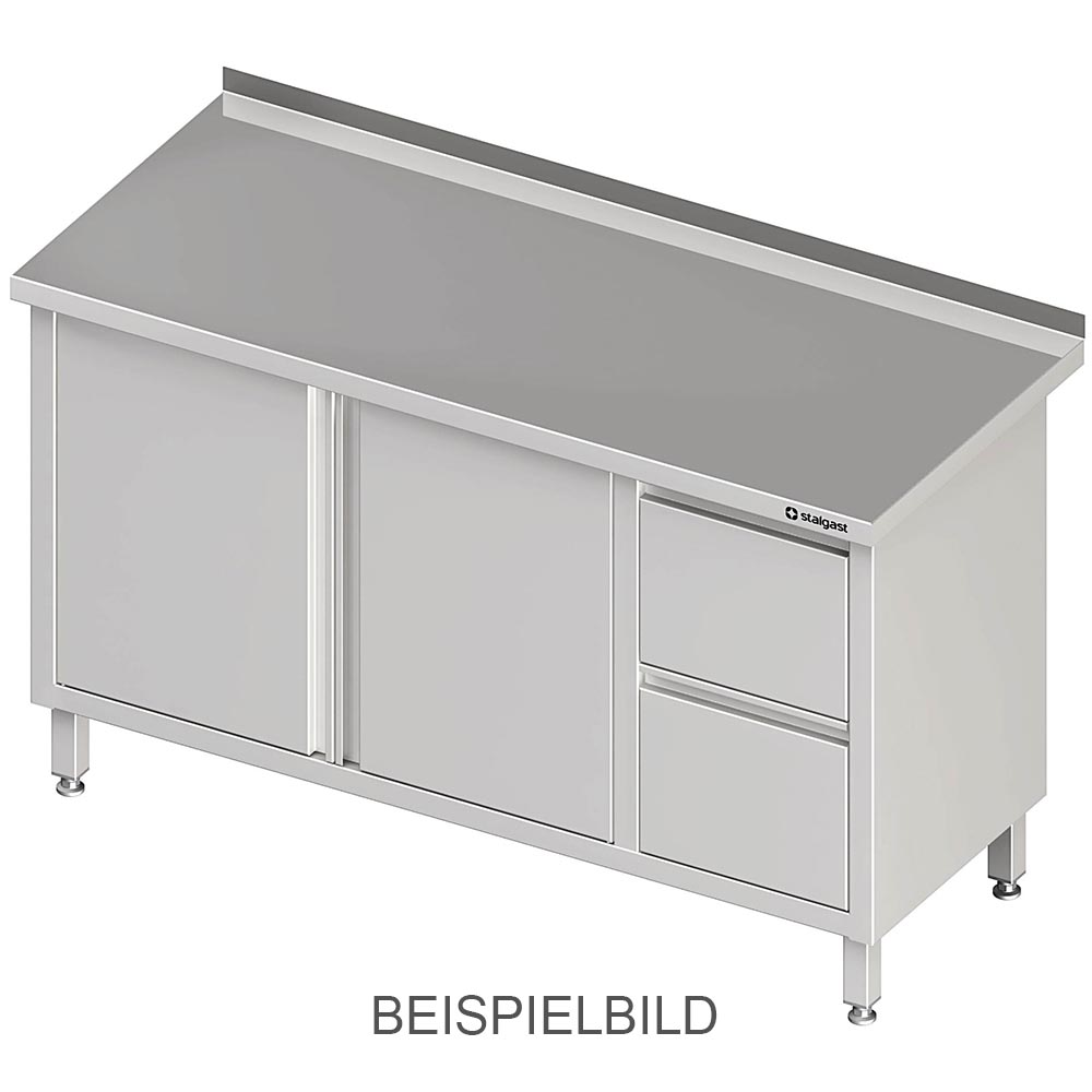Stalgast Arbeitsschrank mit Flügeltüren, 1600x700x850 mm, mit 2er Schubladenbloc