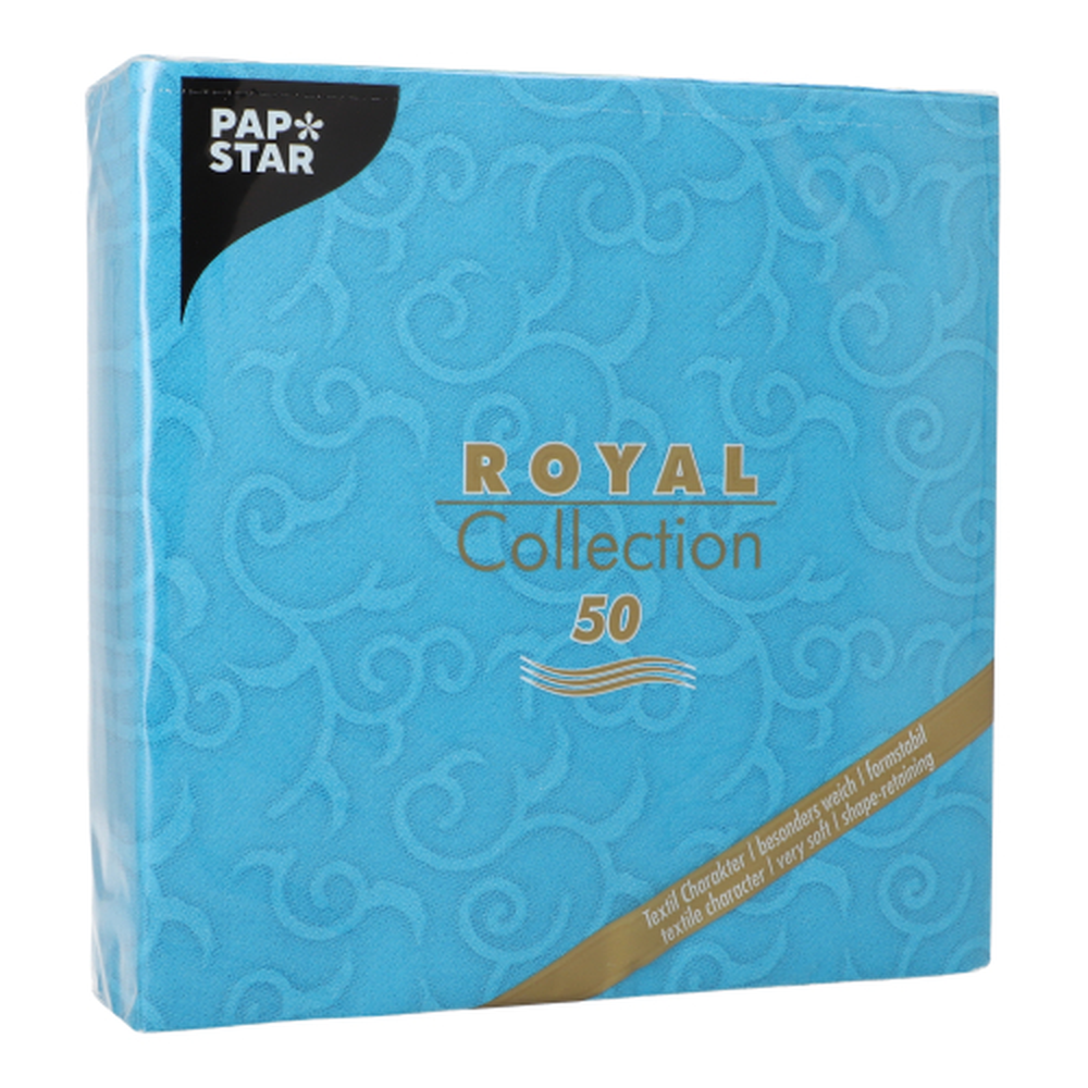 Papstar Servietten "ROYAL Collection" 1/4-Falz 40 cm x 40 cm türkis "Casali"