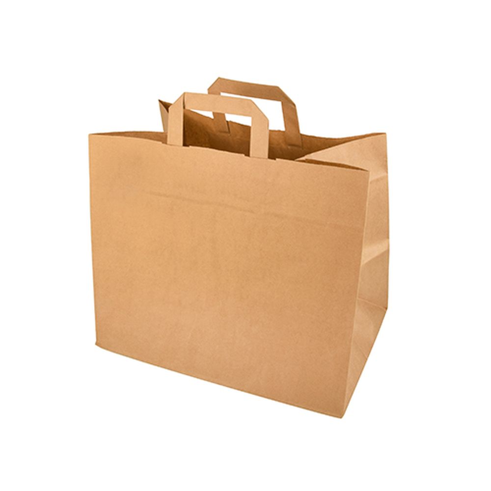 Papstar Tragetaschen, Papier 27 cm x 32 cm x 17 cm braun mit Tragegriff