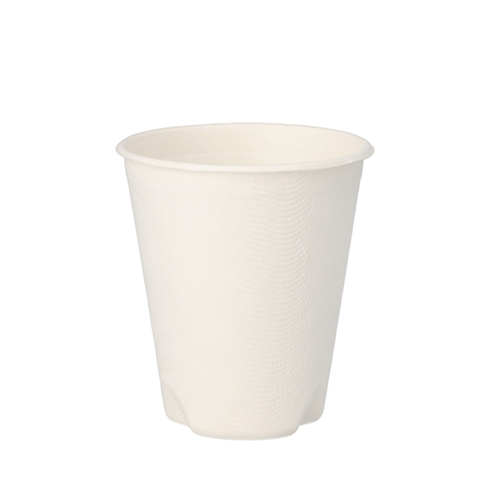 PAPSTAR Trinkbecher, Zuckerrohr pure 0,2 l Ø 8 cm · 9,1 cm weiss für Heißge