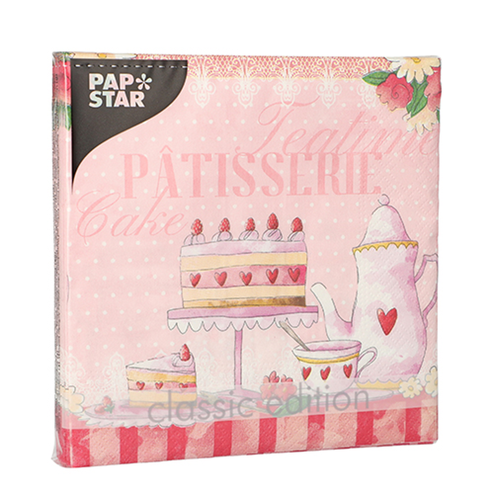 Papstar Servietten, 3-lagig 1/4-Falz 33 cm x 33 cm "Patisserie"