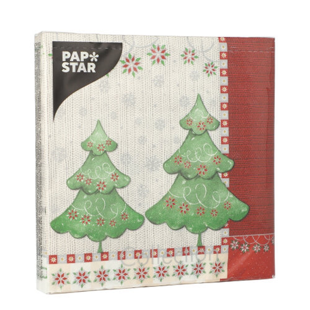 Papstar Servietten, 3-lagig 1/4-Falz 33 cm x 33 cm "Winter Harmony"