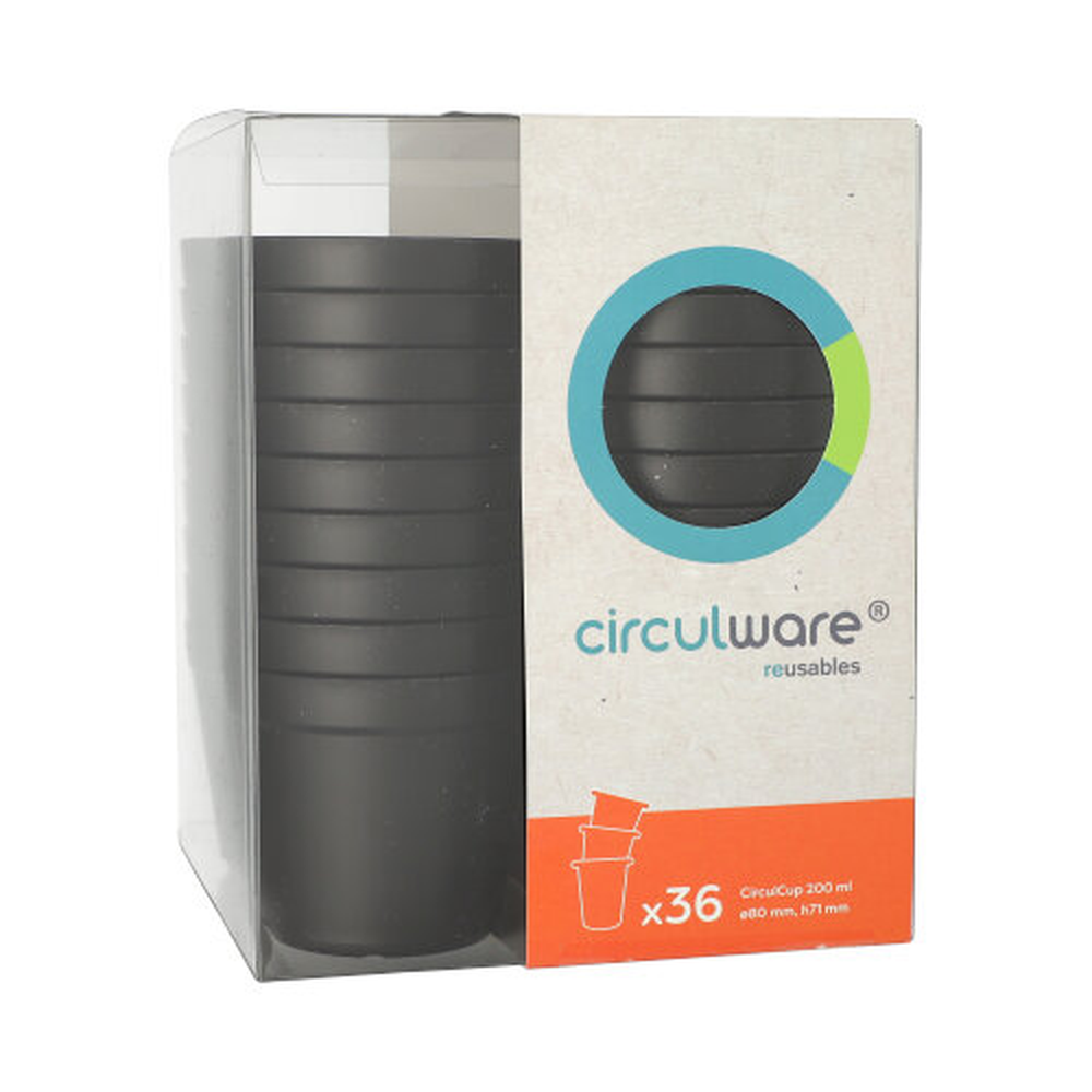 Papstar "Circulware" Mehrweg-Trinkbecher PP rund 0,2 l Ø 8 cm · 7,1 cm schwarz