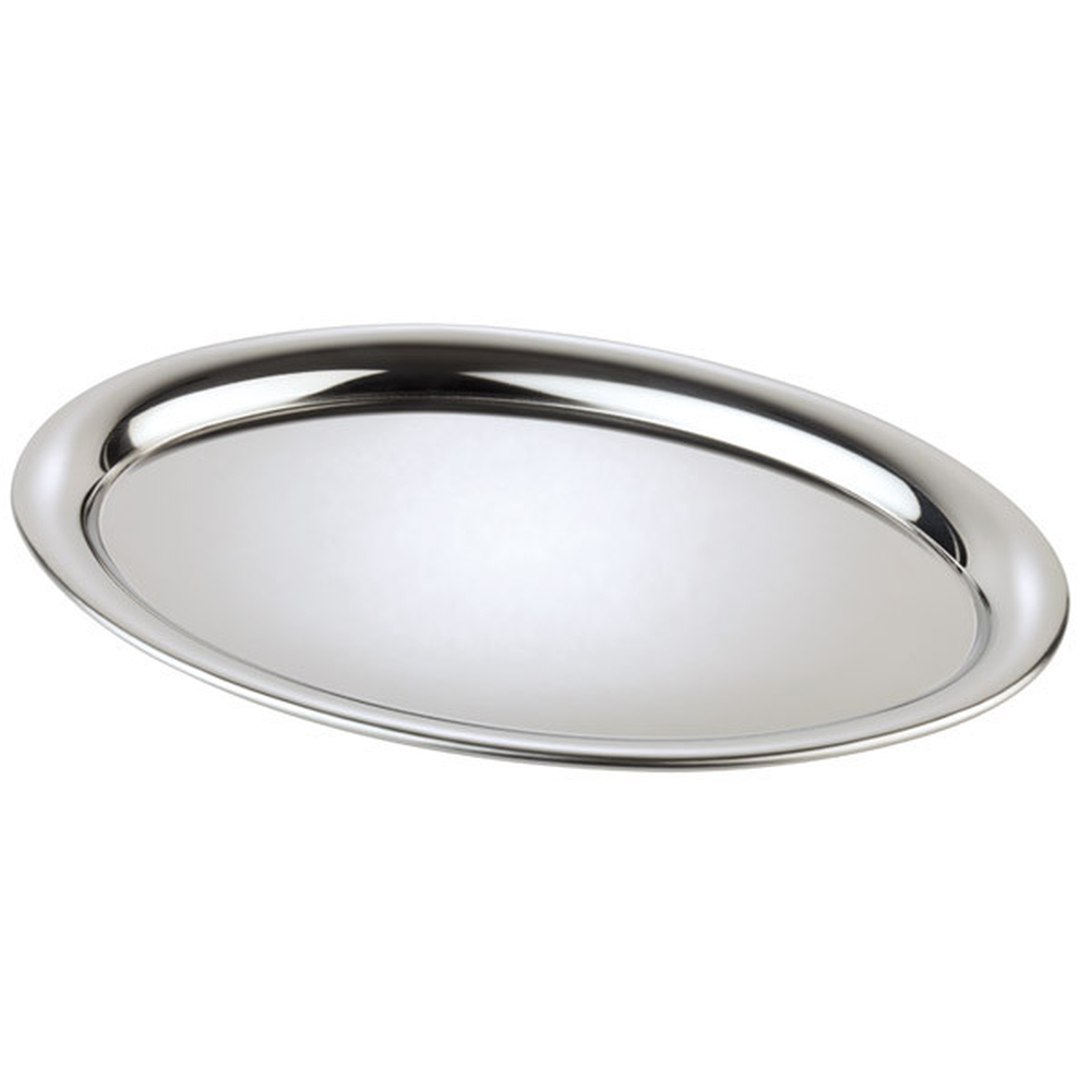 APS Serviertablett -KAFFEEHAUS- 29 x 22 cm, H: 1 cm, oval , Edelstahl, hochglanz