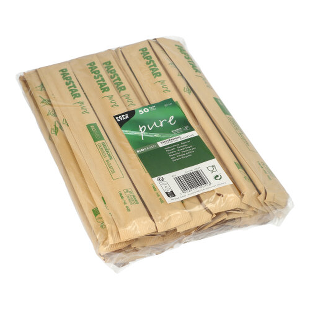 Papstar Paar Essstäbchen Bambus "ASIA" 23 cm einzeln gehüllt