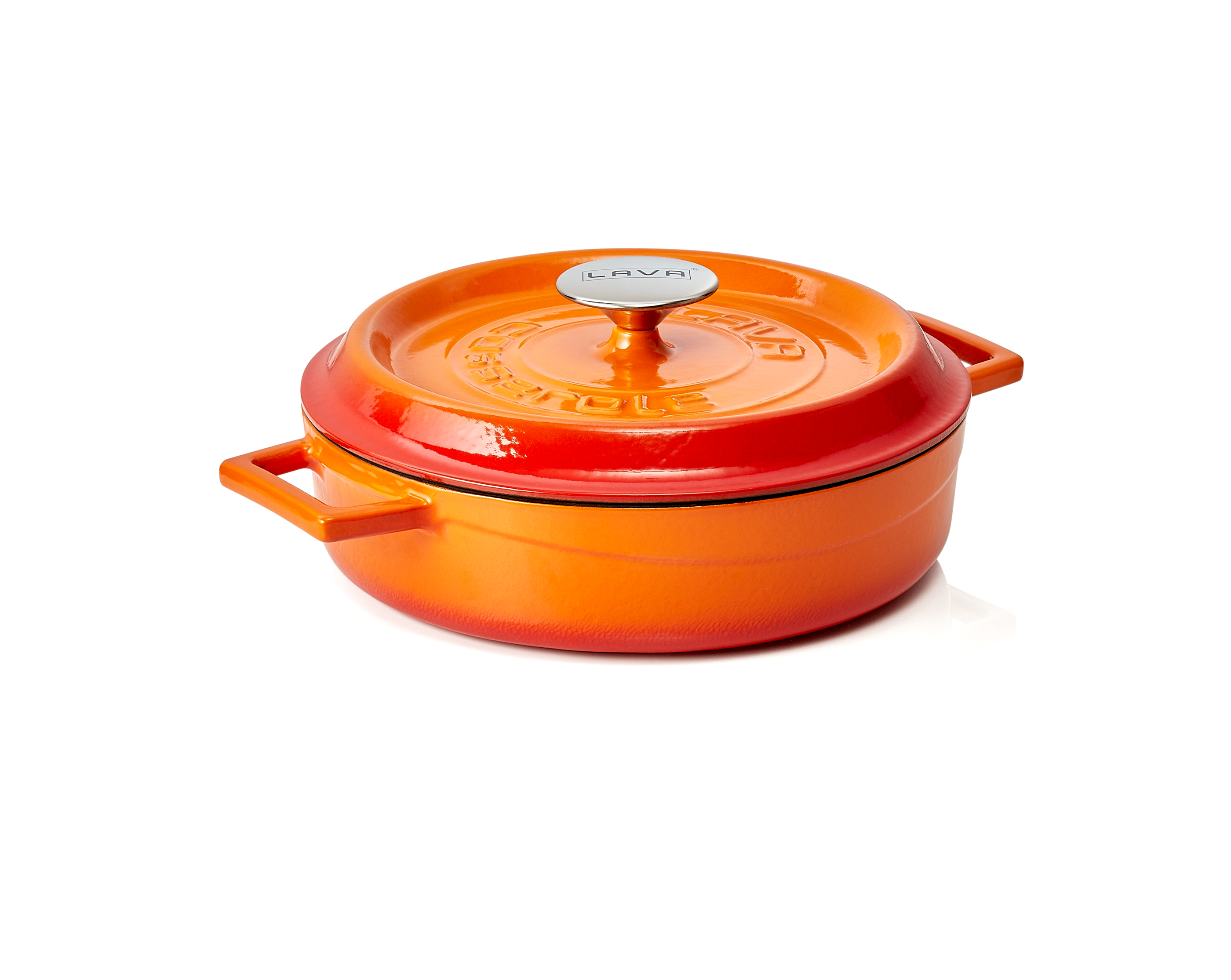 WAS Bräter Ø oben 25 cm Höhe 6,5 cm orange Gusseisen