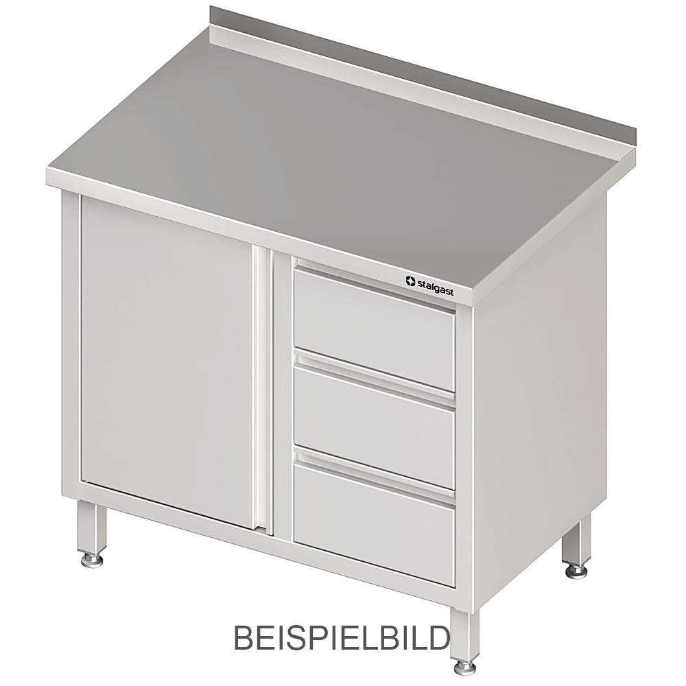 Stalgast Arbeitsschrank mit Flügeltür, 1000x600x850 mm, mit 3er Schubladenblock