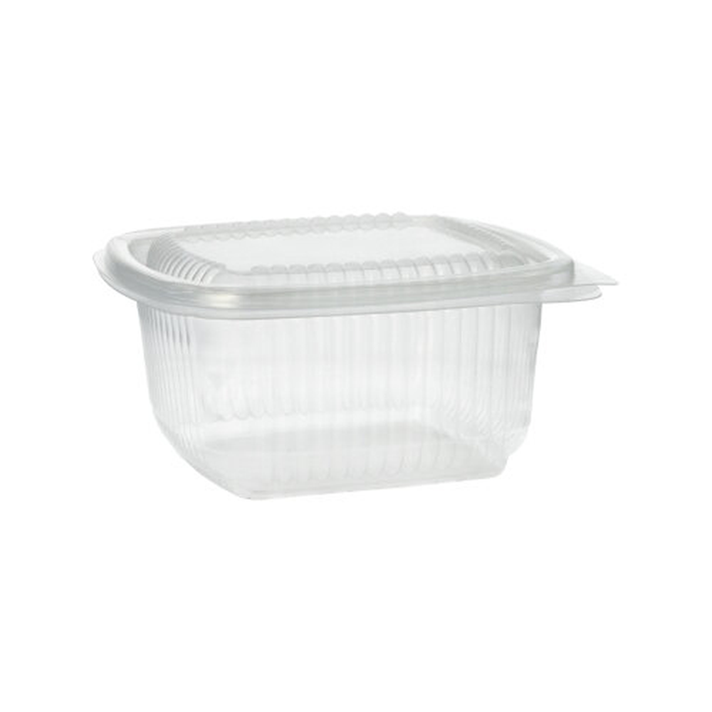 PAPSTAR Verpackungsbecher mit Klappdeckeln, PP rechteckig 500 ml 6,3 cm x 12
