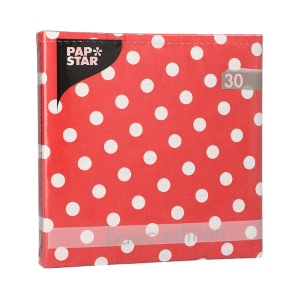 Papstar Servietten, 3-lagig 1/4-Falz 33 cm x 33 cm rot "Dots"