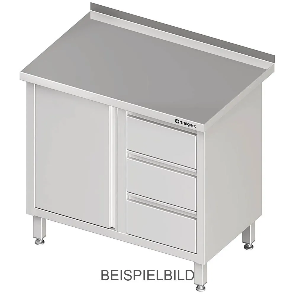 Stalgast Arbeitsschrank mit Flügeltür, 800x700x850 mm, mit 3er Schubladenblock l