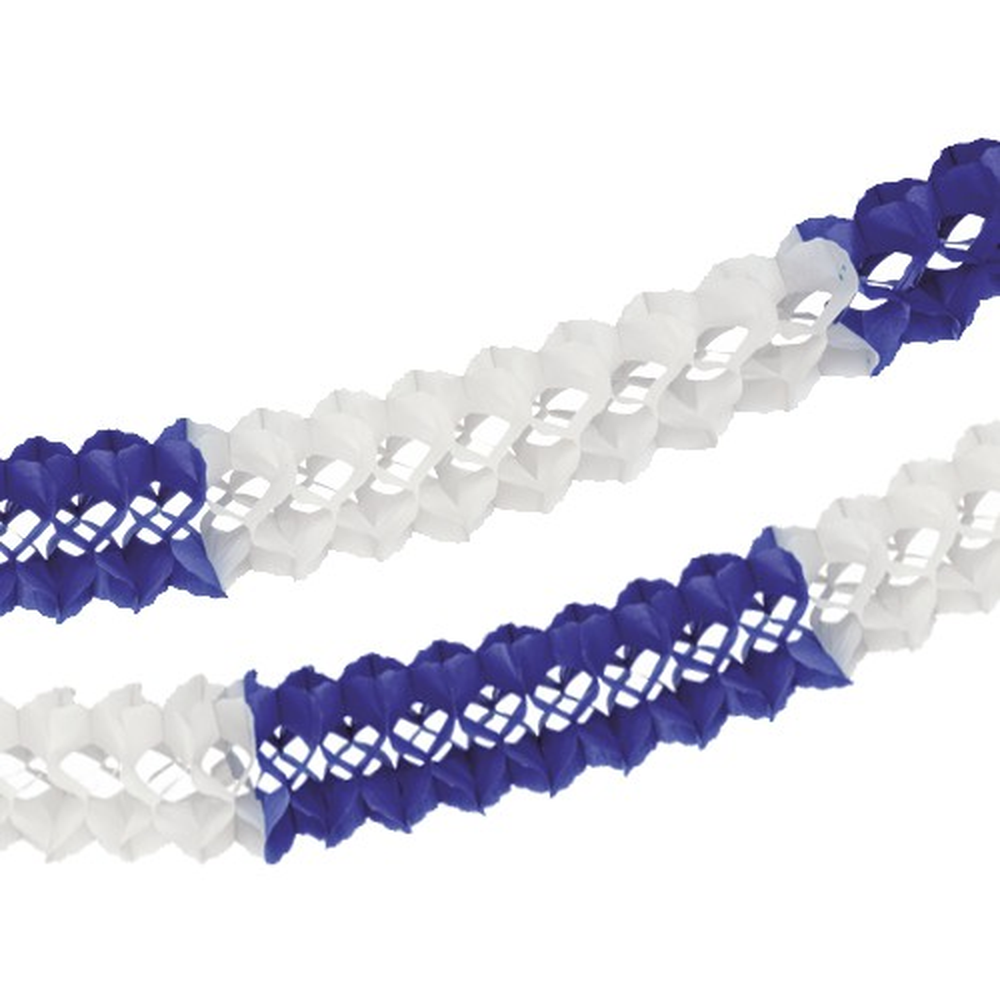 Papstar Großraumgirlande, Papier Ø 16 cm · 10 m blau/weiss schwer entflammbar