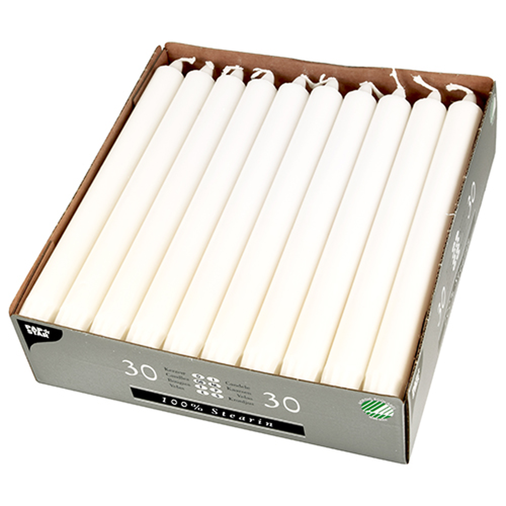 Papstar Kronkerzen Ø 2,2 cm · 24 cm weiss aus 100 % Stearin