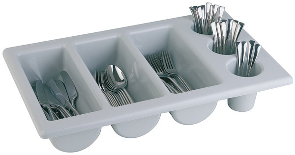 APS GN 1/1 Besteckkasten 53 x 32,5 cm, H: 10 cm , Polypropylen, grau