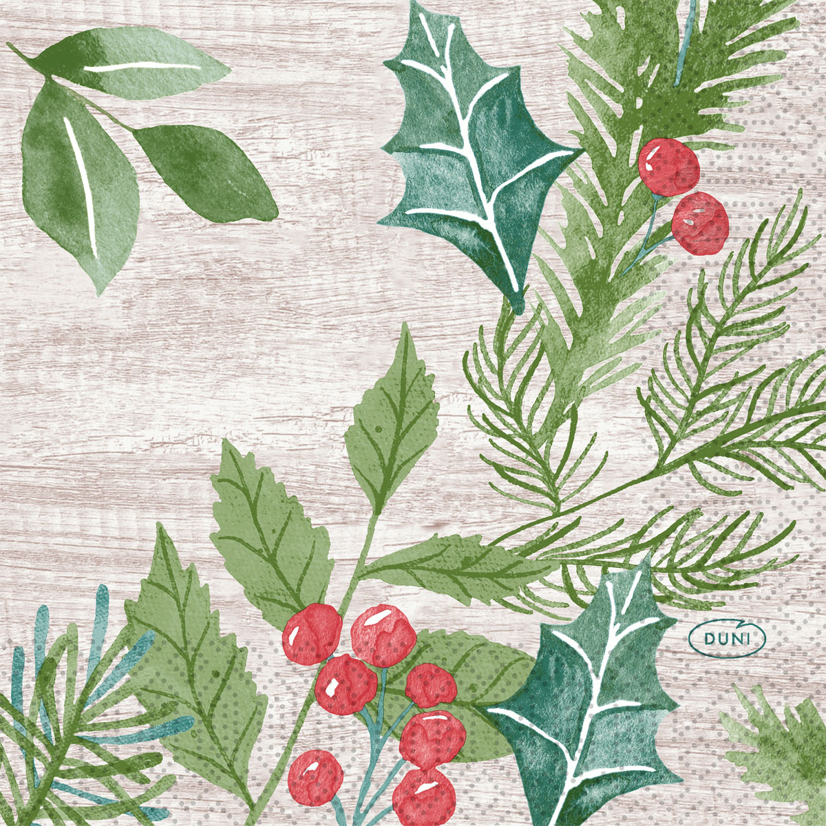 Duni Zelltuchservietten 24 x 24 cm 3-lagig Winter Greenery 1/4 Falz