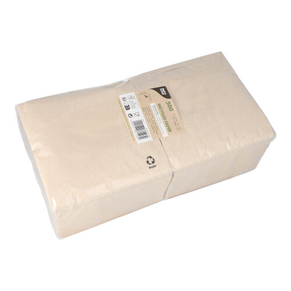 Papstar Servietten, 1-lagig 1/4-Falz 33 cm x 33 cm natur aus recyceltem Papier