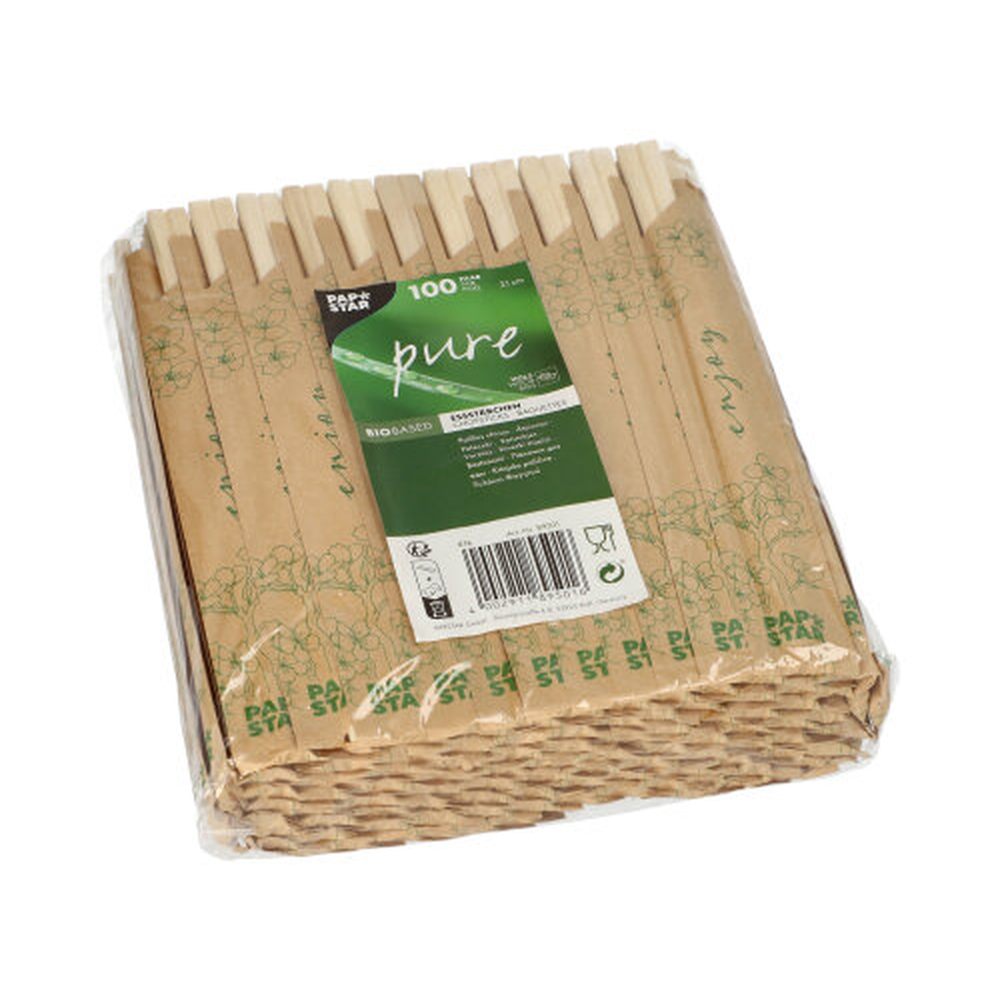 Papstar Paar Essstäbchen Holz "ASIA" 21 cm einzeln gehüllt