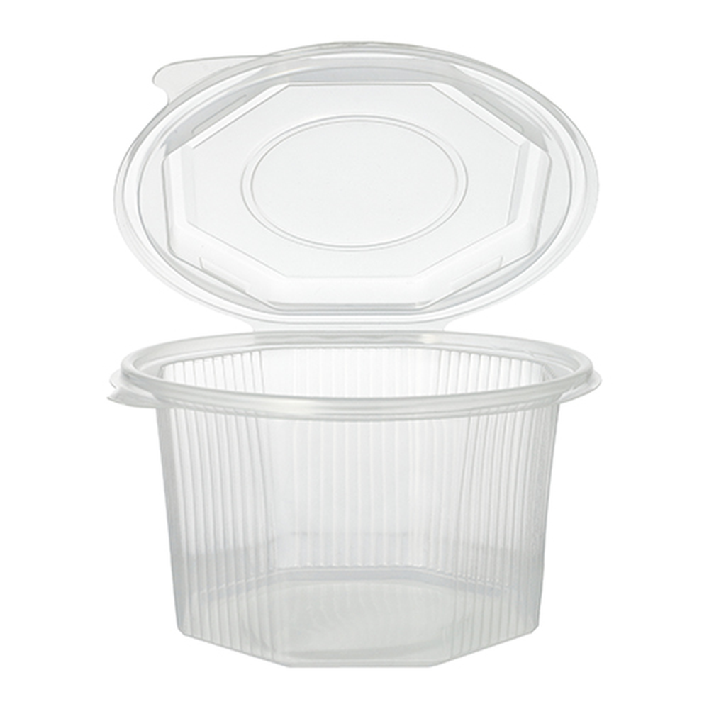 PAPSTAR Verpackungsbecher mit Klappdeckeln, PP 8-eckig 1 l 8,3 cm x 13 cm x 1