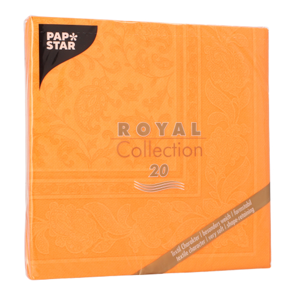 Papstar Servietten "ROYAL Collection" 1/4-Falz 40 cm x 40 cm orange "Ornaments"