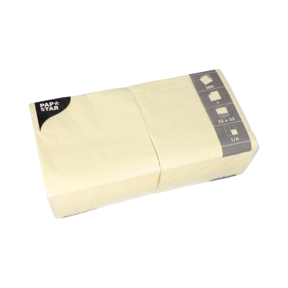 Papstar Servietten, 1-lagig 1/4-Falz 33 cm x 33 cm creme